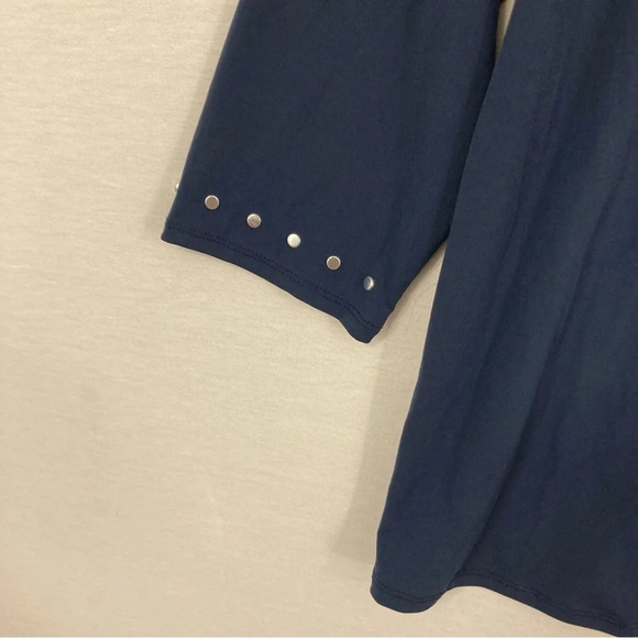 JM Collection Navy Studded Cut Out Stretch Round Neck Pullover Top XXL - Picture 6 of 9